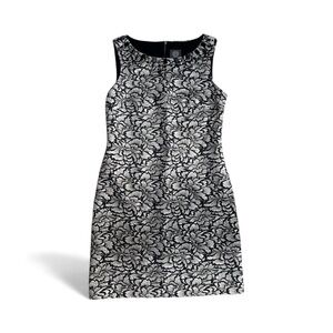 Vince Camuto Black and Silver Patterned Mini Dress